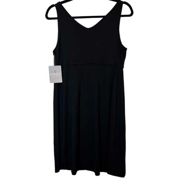 Athleta Dresses & Skirts - Athleta Santorini Black Sleeveless Modal V-Neck Dress L NWT